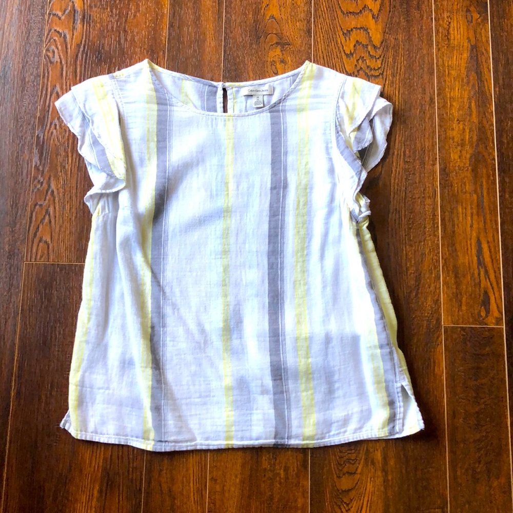 Lightweight Yellow/White/Grey CK Blouse